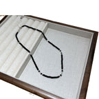 Black agate necklace layered with gold - plated copper collarbone chain - Lunaire Jewelry