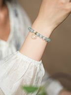 Blush & Aqua Agate Bracelet Set with Cloud Charm - Lunaire Jewelry