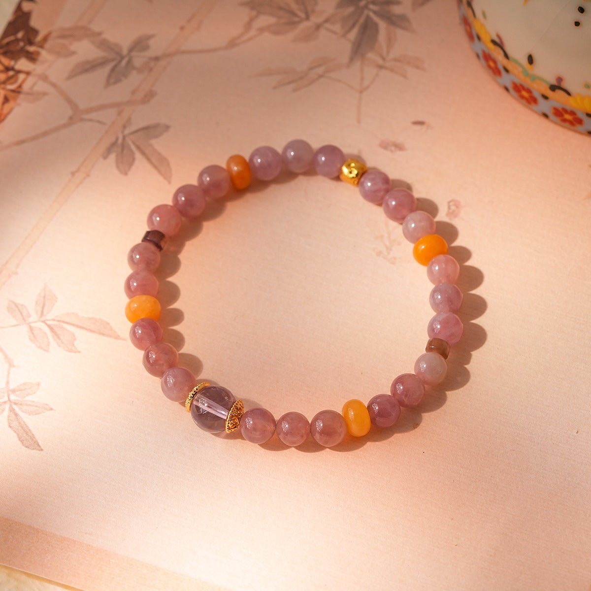 Blush & Lavender Crystal Bracelet Set with Clover Charm - Lunaire Jewelry
