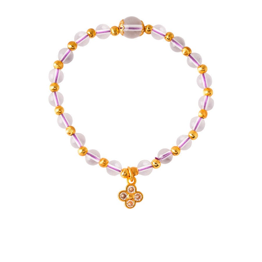 Blush & Lavender Crystal Bracelet Set with Clover Charm - Lunaire Jewelry