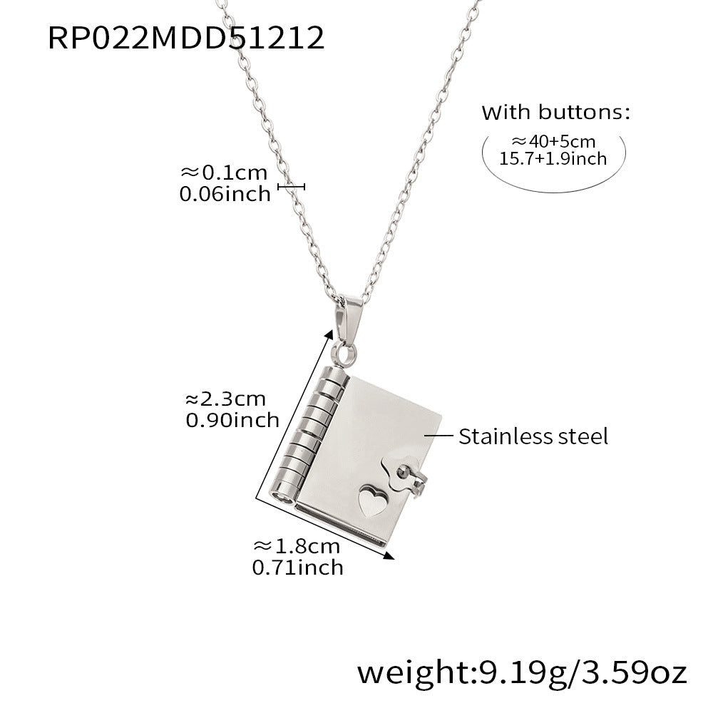 Book engraving series pendant collarbone chain plated with 18k gold - Lunaire Jewelry