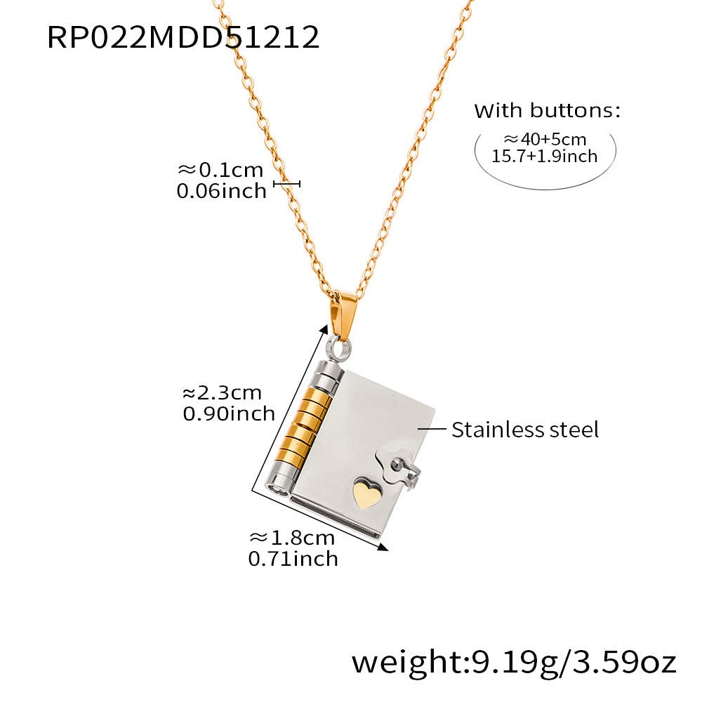 Book engraving series pendant collarbone chain plated with 18k gold - Lunaire Jewelry