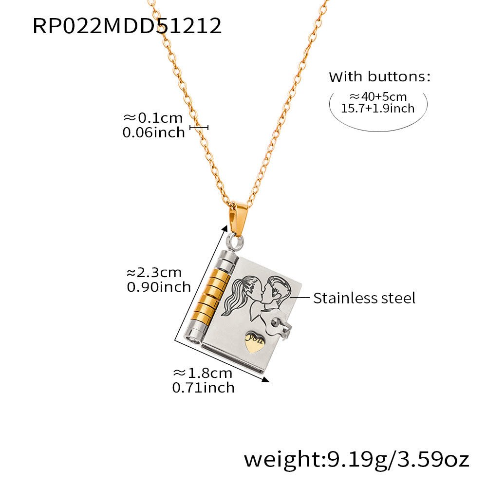 Book engraving series pendant collarbone chain plated with 18k gold - Lunaire Jewelry