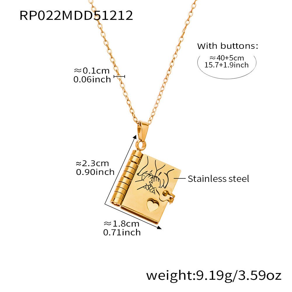 Book engraving series pendant collarbone chain plated with 18k gold - Lunaire Jewelry