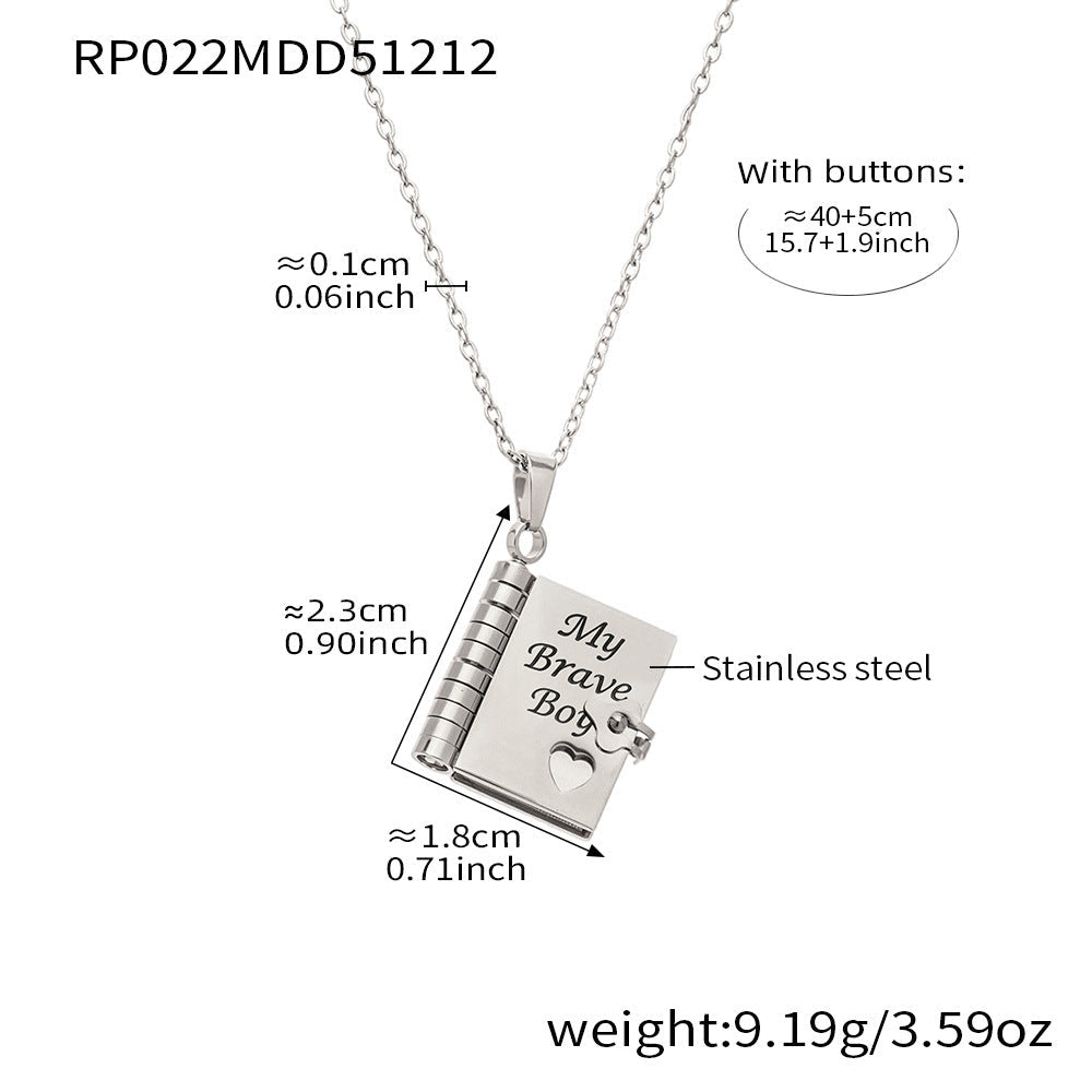 Book engraving series pendant collarbone chain plated with 18k gold - Lunaire Jewelry