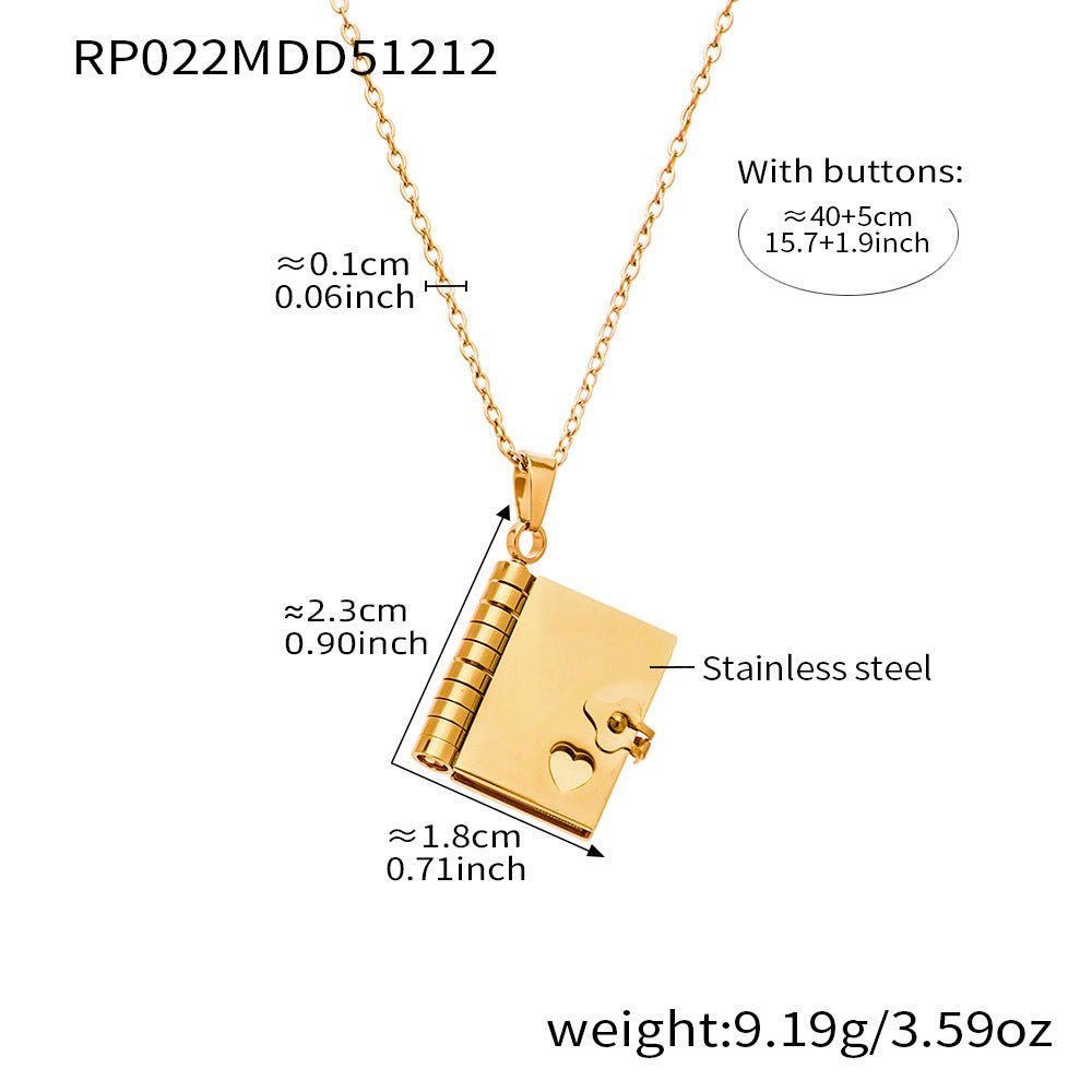 Book engraving series pendant collarbone chain plated with 18k gold - Lunaire Jewelry