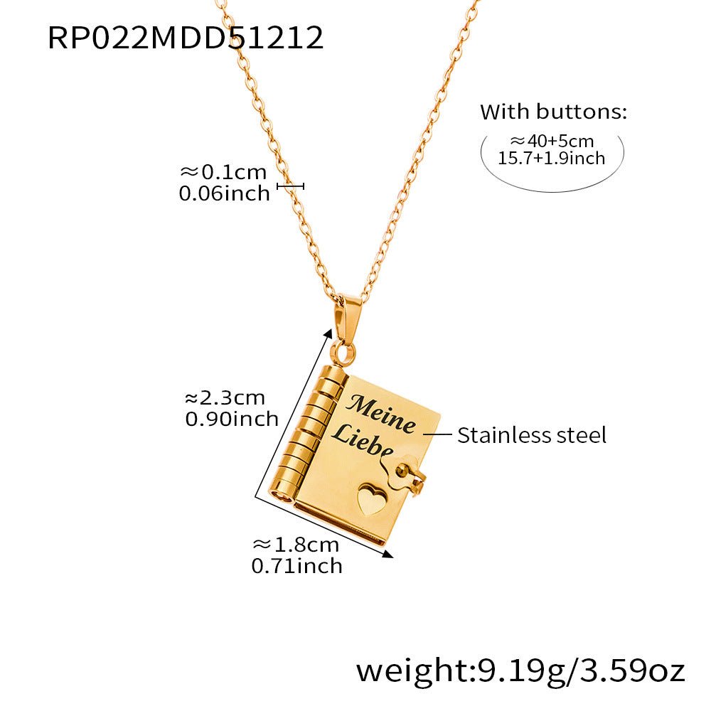 Book engraving series pendant collarbone chain plated with 18k gold - Lunaire Jewelry