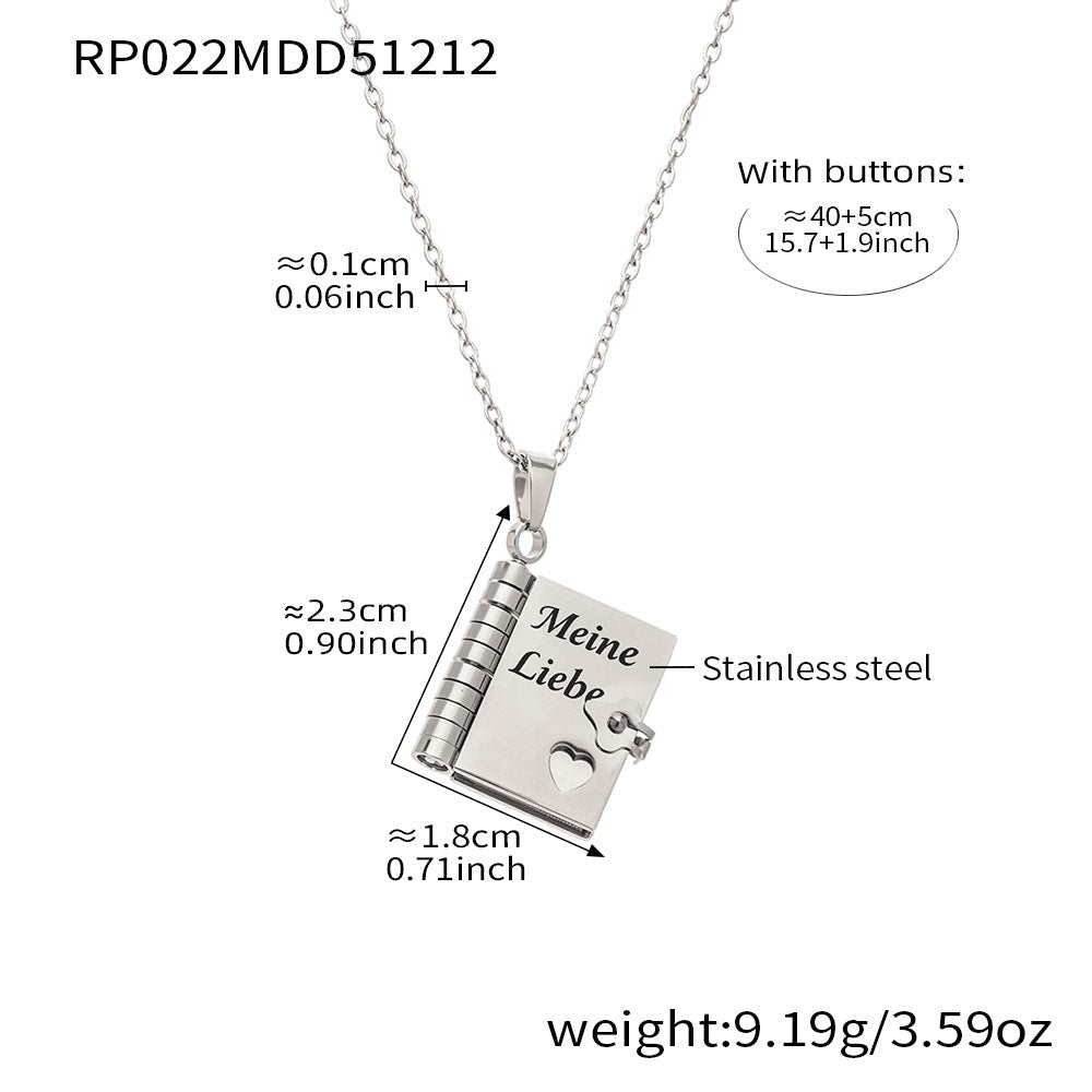 Book engraving series pendant collarbone chain plated with 18k gold - Lunaire Jewelry
