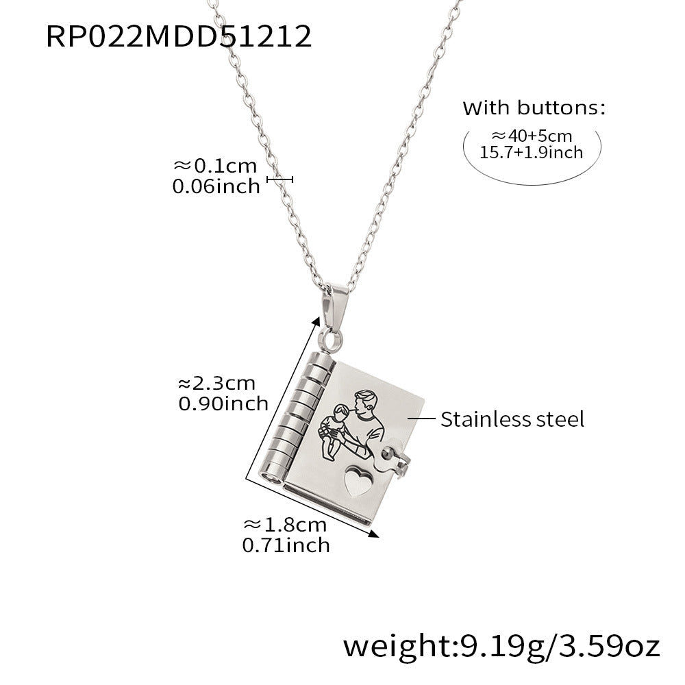 Book engraving series pendant collarbone chain plated with 18k gold - Lunaire Jewelry