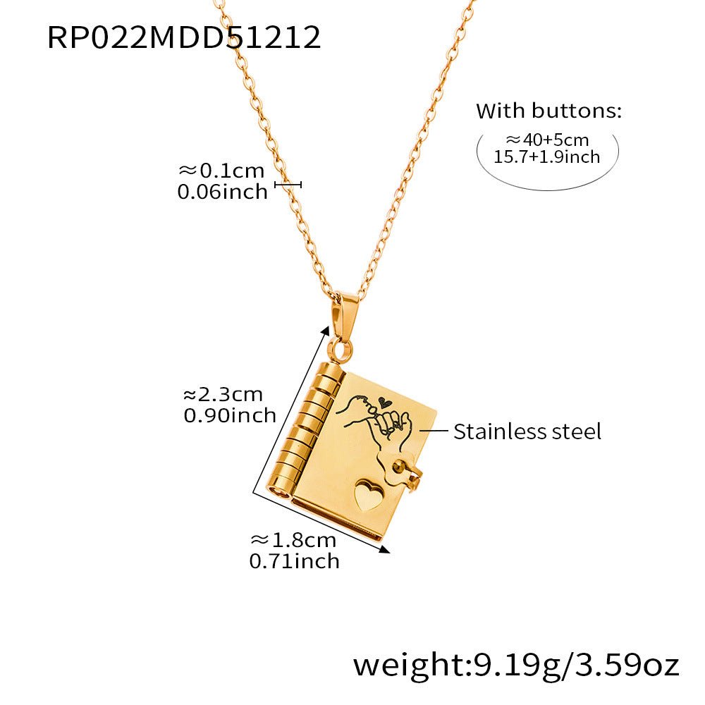Book engraving series pendant collarbone chain plated with 18k gold - Lunaire Jewelry