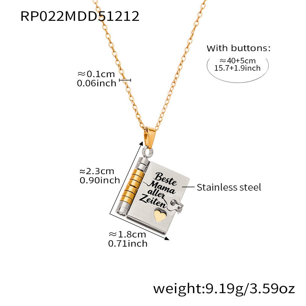 Book engraving series pendant collarbone chain plated with 18k gold - Lunaire Jewelry
