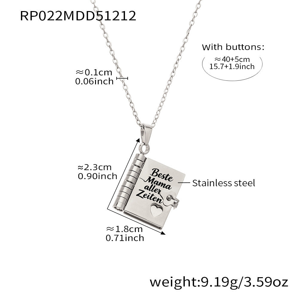 Book engraving series pendant collarbone chain plated with 18k gold - Lunaire Jewelry