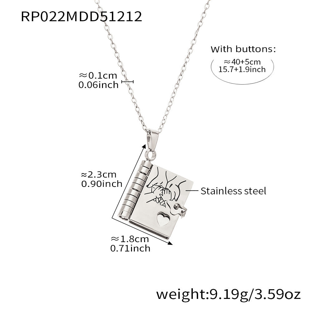 Book engraving series pendant collarbone chain plated with 18k gold - Lunaire Jewelry