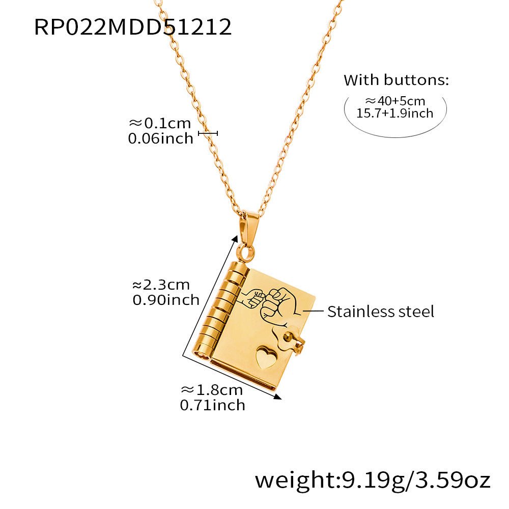 Book engraving series pendant collarbone chain plated with 18k gold - Lunaire Jewelry