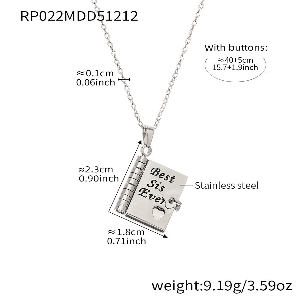 Book engraving series pendant collarbone chain plated with 18k gold - Lunaire Jewelry