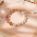Centerpiece Strawberry Crystal & Pearl Bracelet - Lunaire Jewelry