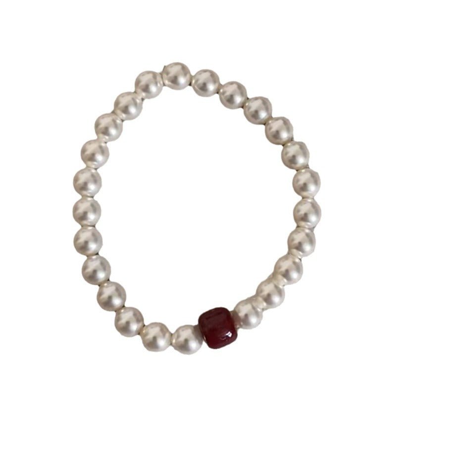 Chinese - style cinnabar pearl bracelet - Lunaire Jewelry
