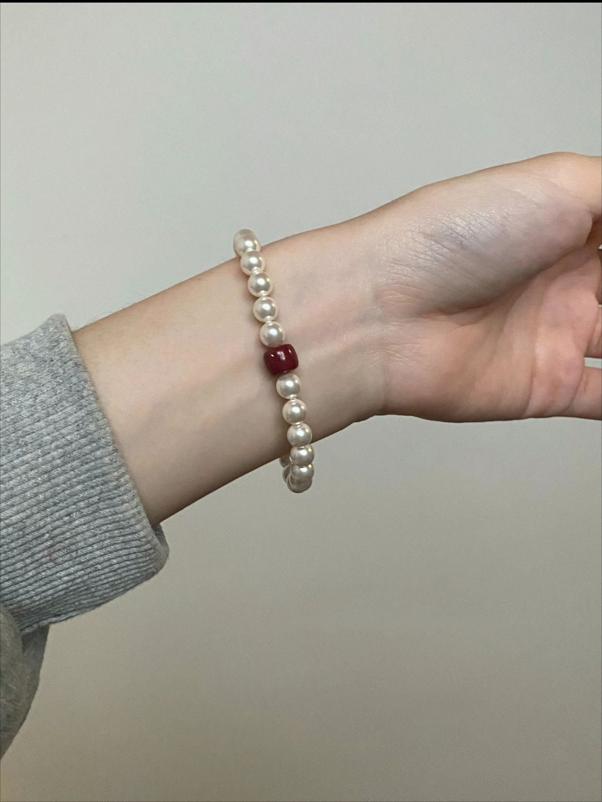 Chinese - style cinnabar pearl bracelet - Lunaire Jewelry