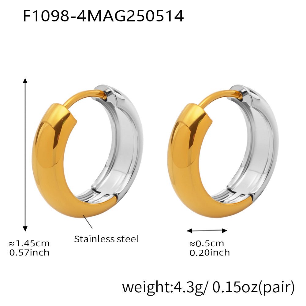 Circle color - blocked stainless steel 18K gold earrings - Lunaire Jewelry