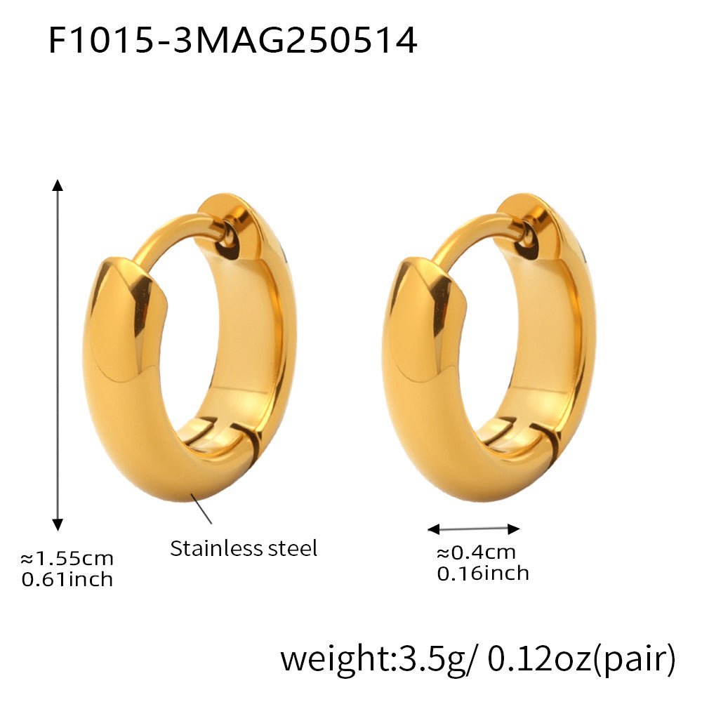 Circle color - blocked stainless steel 18K gold earrings - Lunaire Jewelry