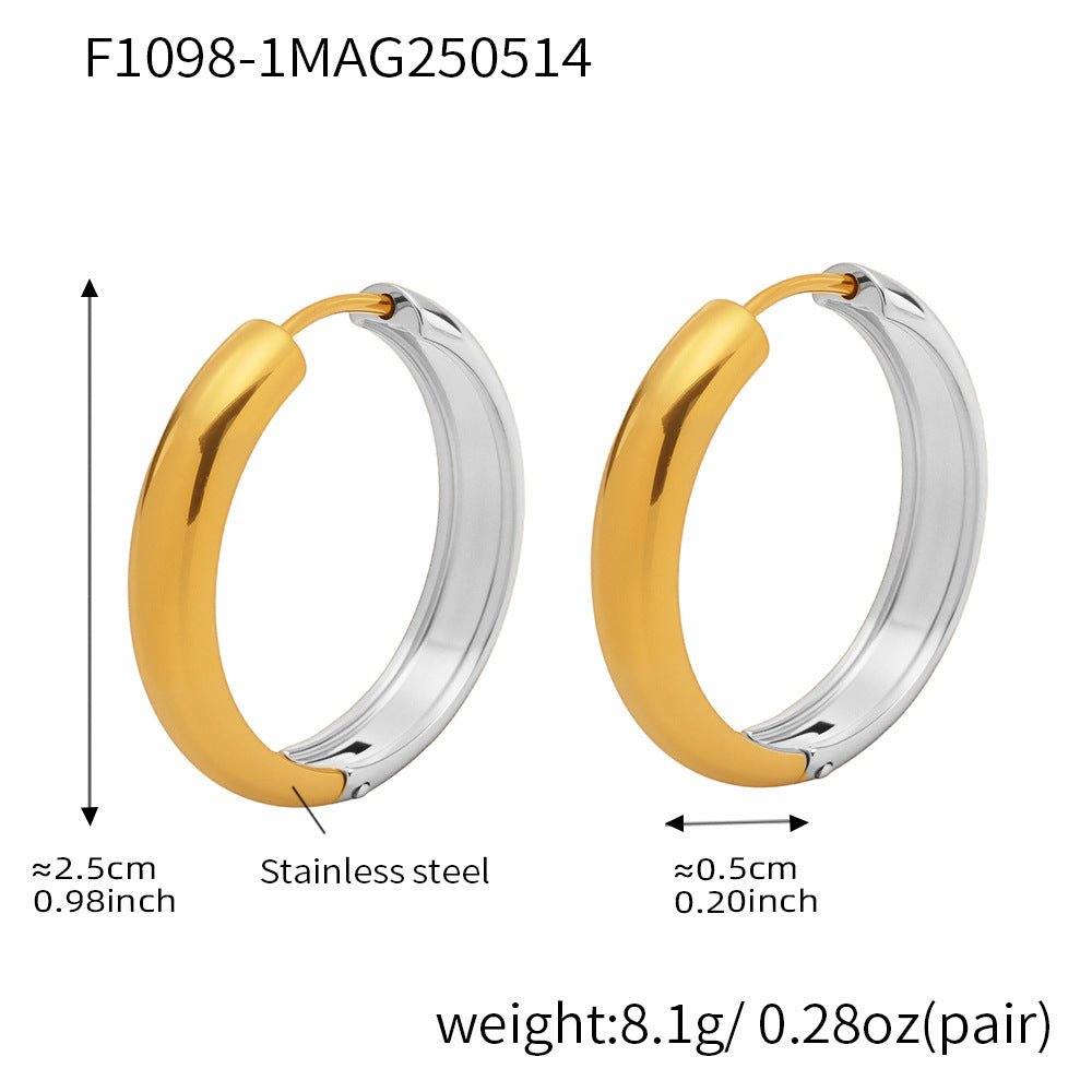 Circle color - blocked stainless steel 18K gold earrings - Lunaire Jewelry