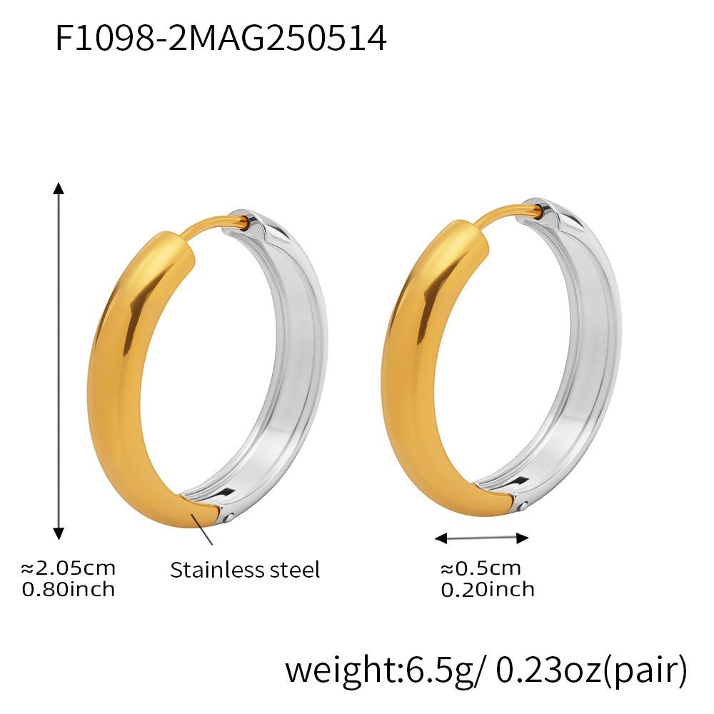 Circle color - blocked stainless steel 18K gold earrings - Lunaire Jewelry