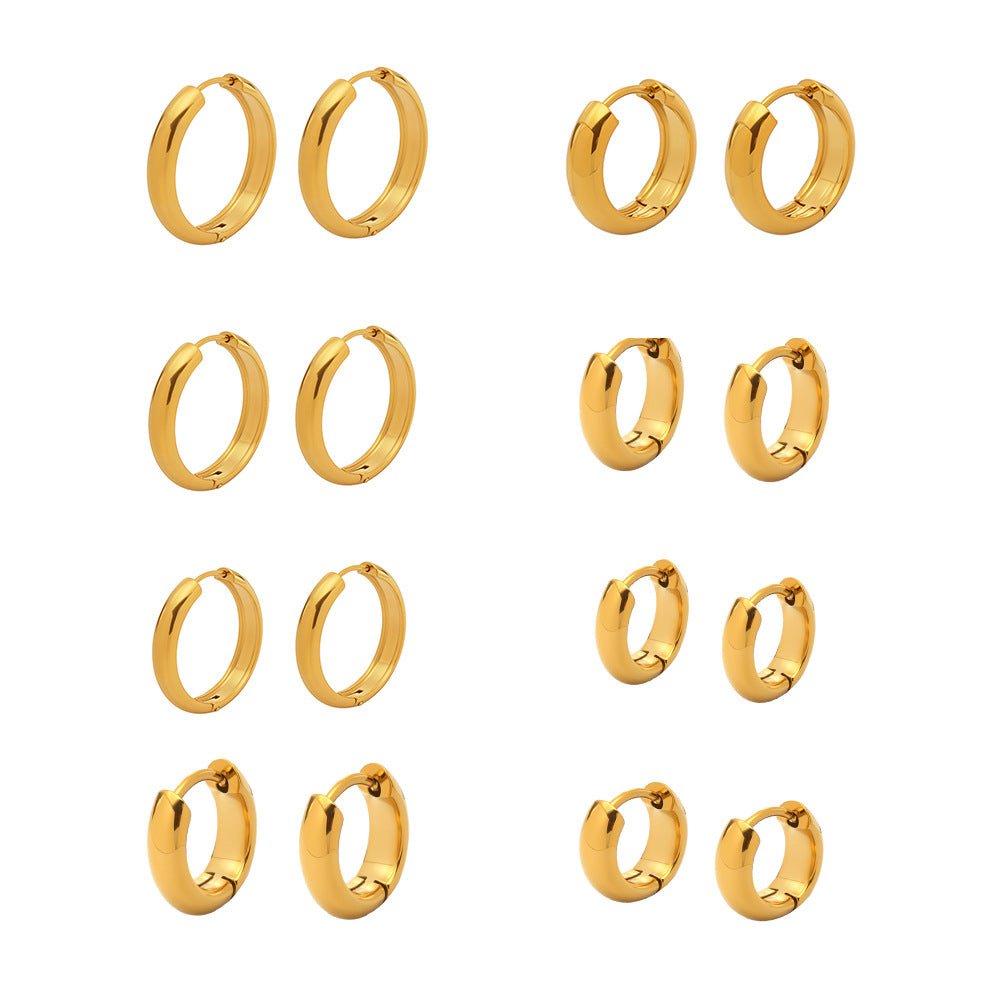 Circle color - blocked stainless steel 18K gold earrings - Lunaire Jewelry