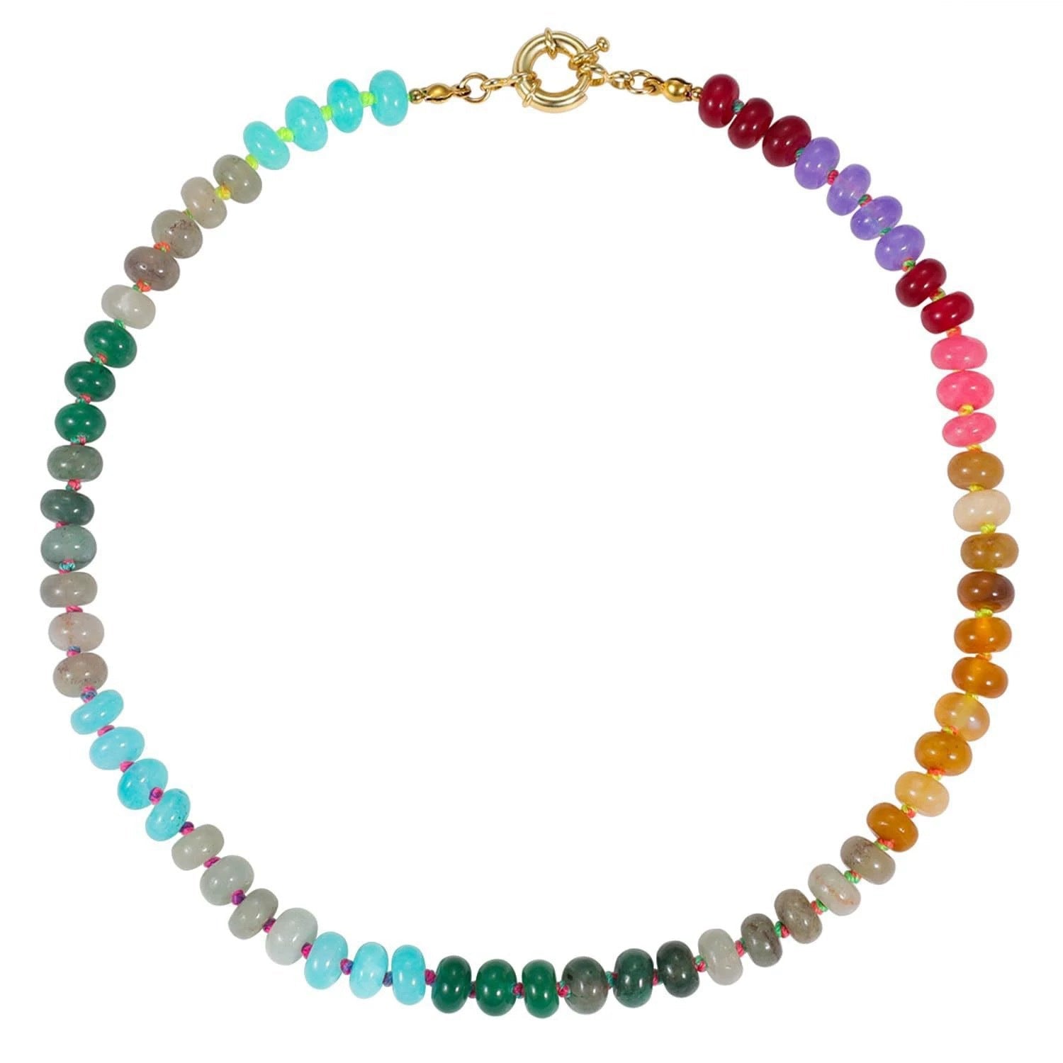 Colorful Natural Stone Dopamine Necklace - Lunaire Jewelry