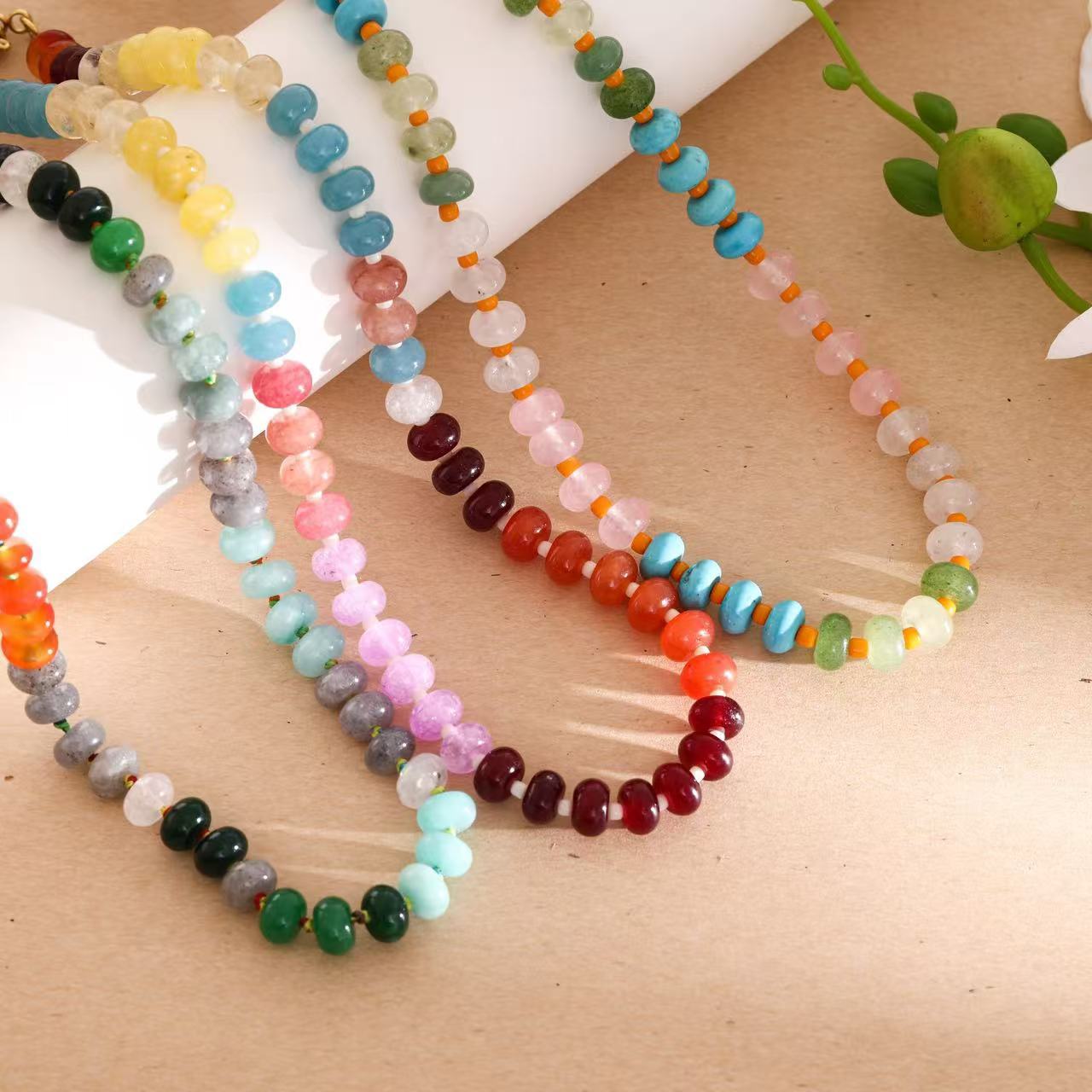 Colorful Natural Stone Dopamine Necklace - Lunaire Jewelry