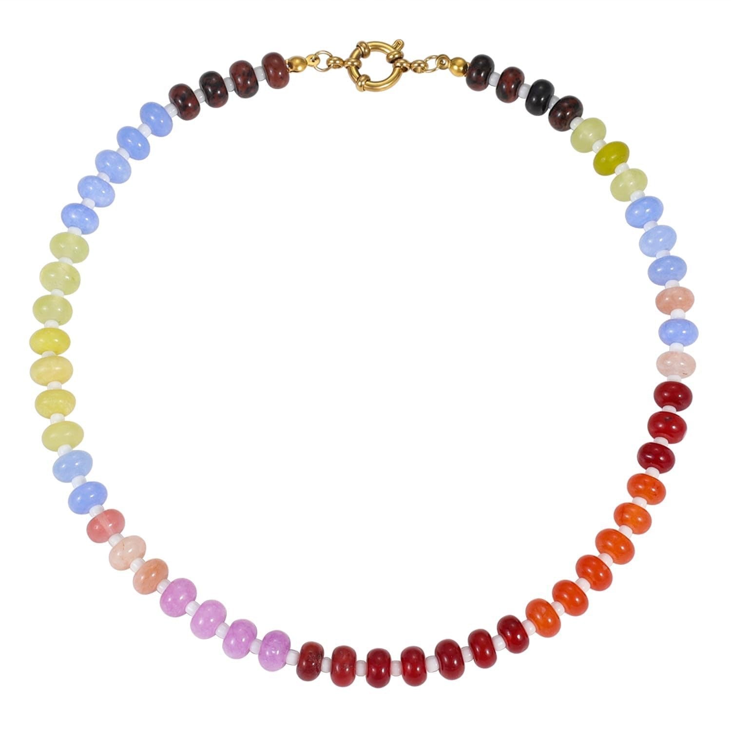Colorful Natural Stone Dopamine Necklace - Lunaire Jewelry