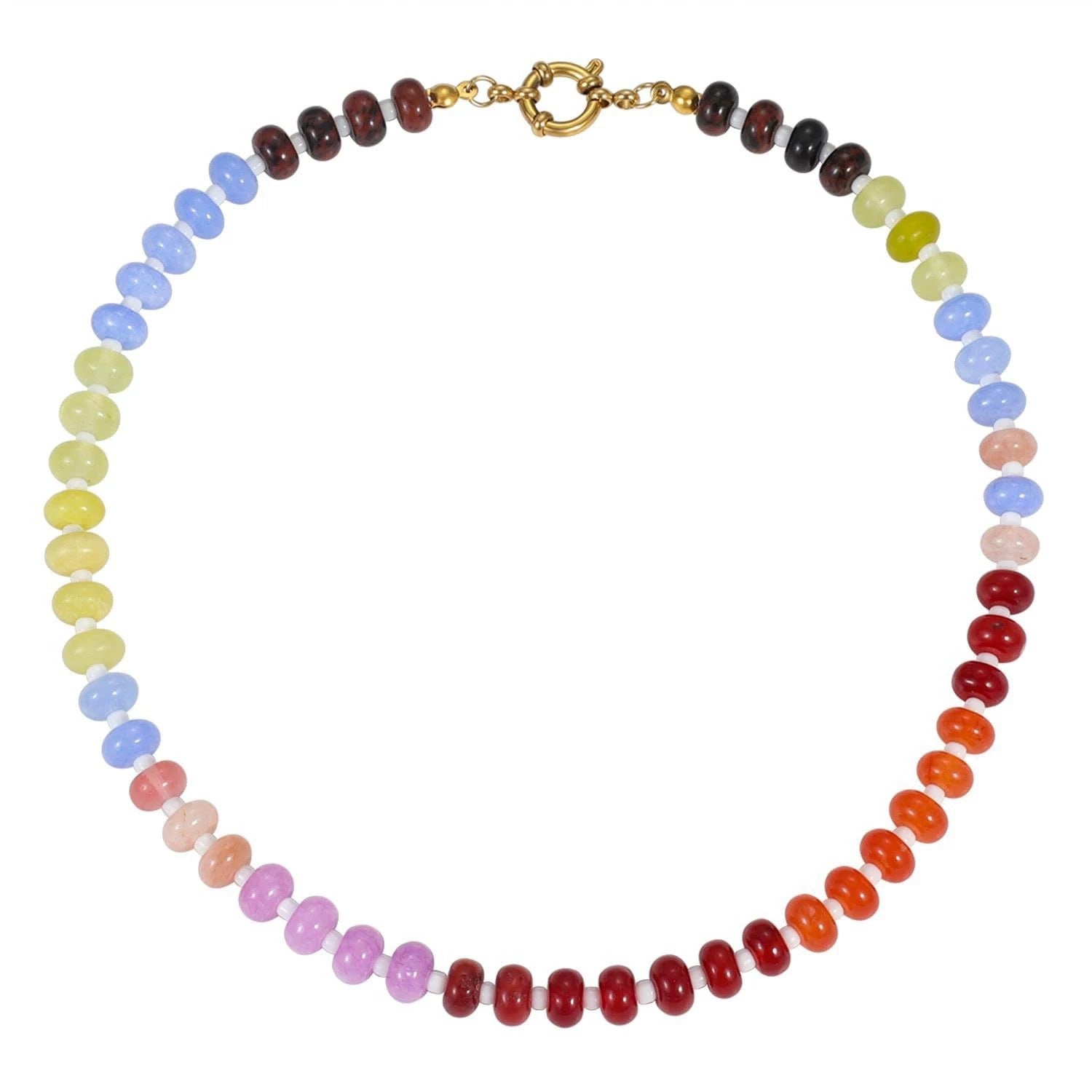 Colorful Natural Stone Dopamine Necklace - Lunaire Jewelry