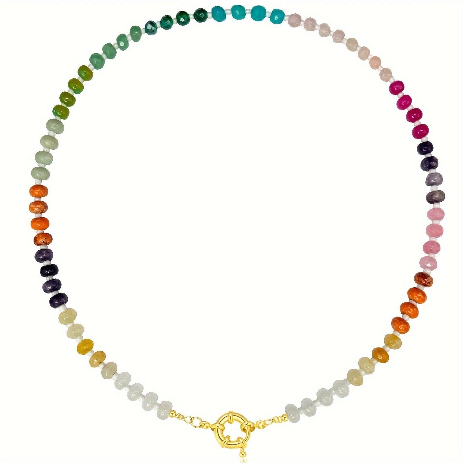 Colorful Natural Stone Dopamine Necklace - Lunaire Jewelry