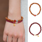 Crimson & Earthy Auspicious Bracelet Stack - Lunaire Jewelry