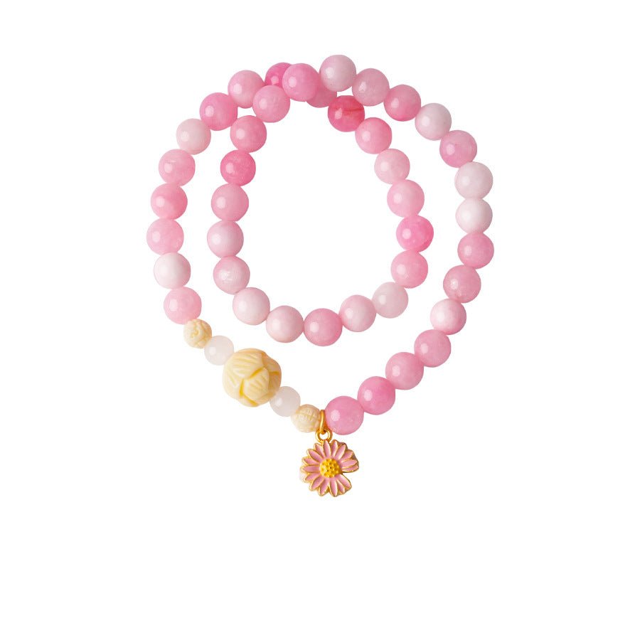Daisy & Tassel Pastel Crystal Bracelet Set - Lunaire Jewelry