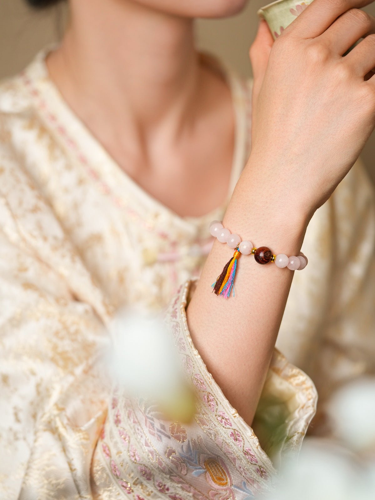 Daisy & Tassel Pastel Crystal Bracelet Set - Lunaire Jewelry