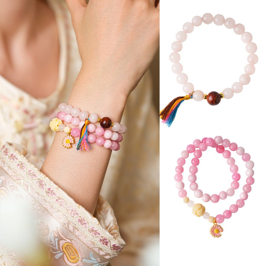Daisy & Tassel Pastel Crystal Bracelet Set - Lunaire Jewelry