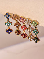 Dopamine Sparkling Four - Petal Flower Zirconia Bracelet, Earrings, Ring, Necklace - Lunaire Jewelry