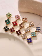 Dopamine Sparkling Four - Petal Flower Zirconia Bracelet, Earrings, Ring, Necklace - Lunaire Jewelry