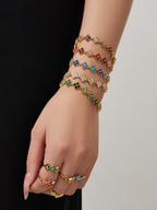 Dopamine Sparkling Four - Petal Flower Zirconia Bracelet, Earrings, Ring, Necklace - Lunaire Jewelry