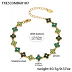 Dopamine Sparkling Four - Petal Flower Zirconia Bracelet, Earrings, Ring, Necklace - Lunaire Jewelry