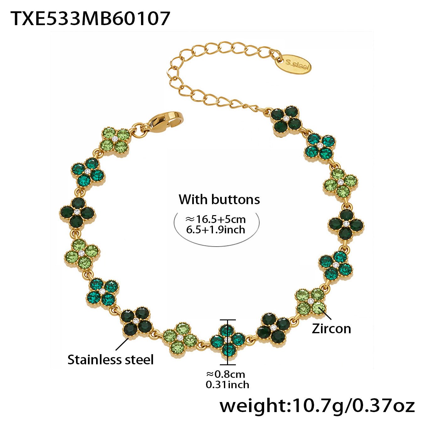 Dopamine Sparkling Four - Petal Flower Zirconia Bracelet, Earrings, Ring, Necklace - Lunaire Jewelry