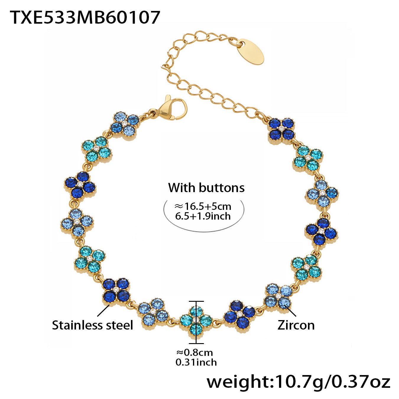 Dopamine Sparkling Four - Petal Flower Zirconia Bracelet, Earrings, Ring, Necklace - Lunaire Jewelry