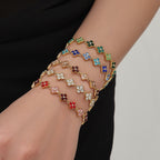 Dopamine Sparkling Four - Petal Flower Zirconia Bracelet, Earrings, Ring, Necklace - Lunaire Jewelry