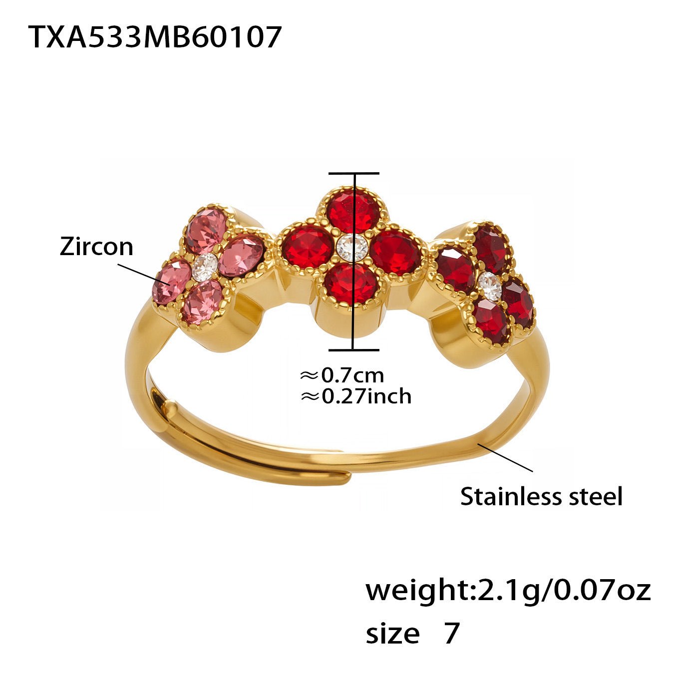 Dopamine Sparkling Four - Petal Flower Zirconia Bracelet, Earrings, Ring, Necklace - Lunaire Jewelry