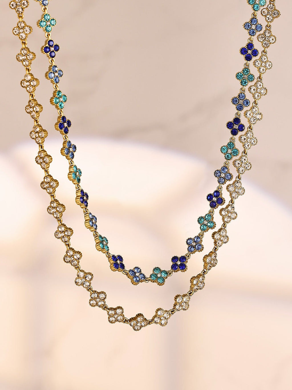 Dopamine Sparkling Four - Petal Flower Zirconia Bracelet, Earrings, Ring, Necklace - Lunaire Jewelry