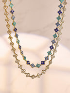 Dopamine Sparkling Four - Petal Flower Zirconia Bracelet, Earrings, Ring, Necklace - Lunaire Jewelry