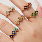 Dopamine Sparkling Four - Petal Flower Zirconia Bracelet, Earrings, Ring, Necklace - Lunaire Jewelry