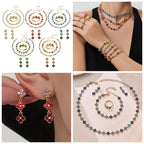 Dopamine Sparkling Four - Petal Flower Zirconia Bracelet, Earrings, Ring, Necklace - Lunaire Jewelry