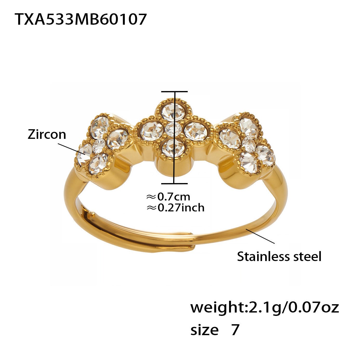 Dopamine Sparkling Four - Petal Flower Zirconia Bracelet, Earrings, Ring, Necklace - Lunaire Jewelry