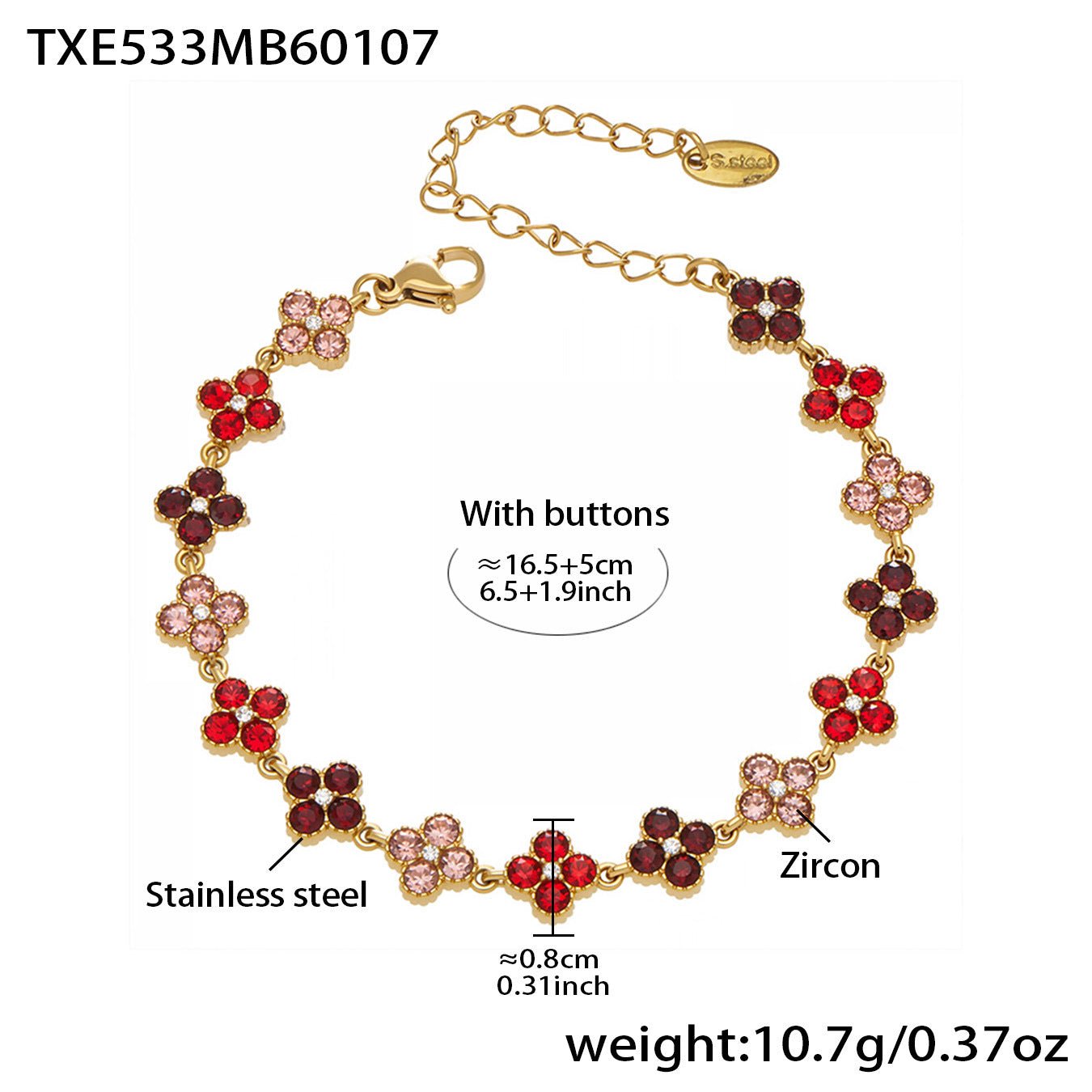 Dopamine Sparkling Four - Petal Flower Zirconia Bracelet, Earrings, Ring, Necklace - Lunaire Jewelry